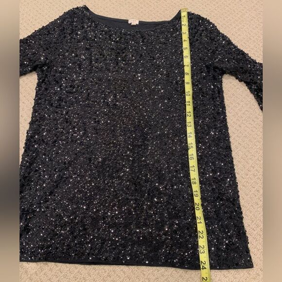 J Crew Woman’s Black Sequin Top with 3/4 length Sleeves Size S - Picture 8 of 10